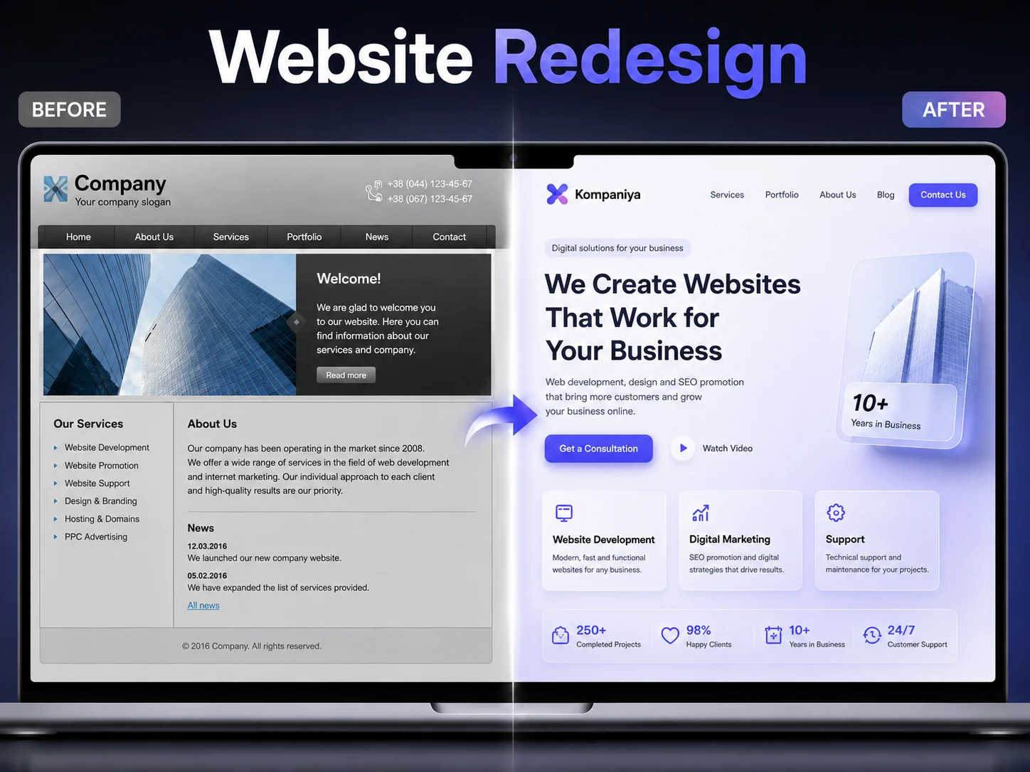 Website redesign example by Boostanova